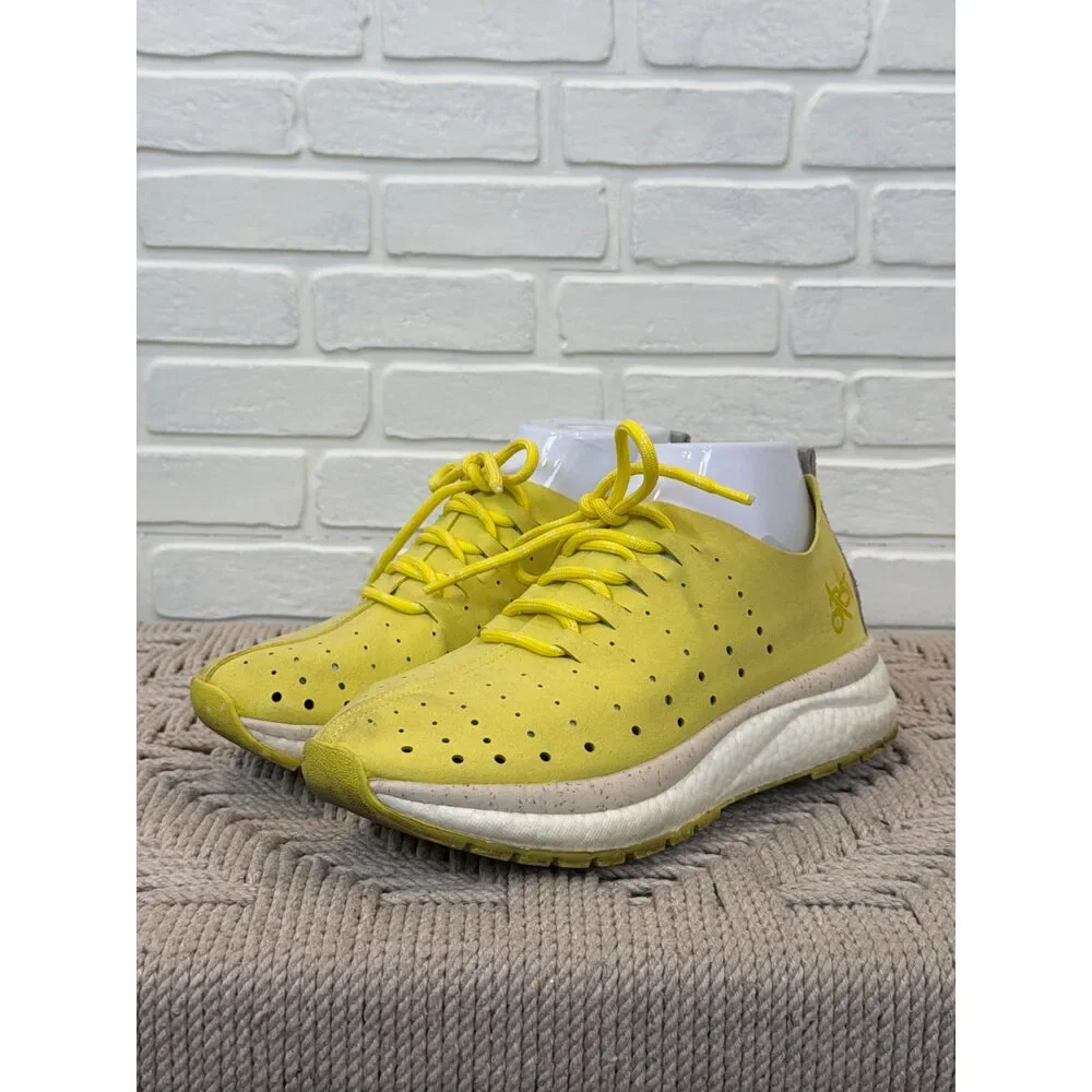 OTBT Perforated Suede Platform Sneakers Yellow Lace-Up